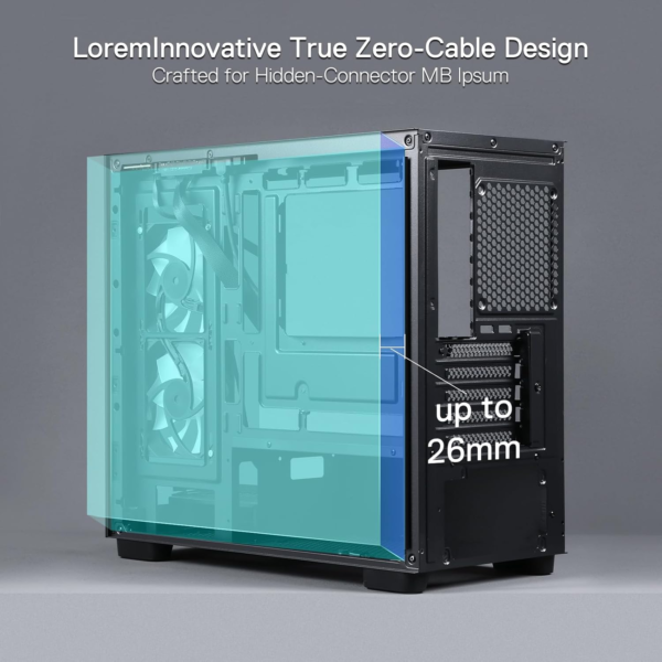 GC218M Gaming Back-Mounted PC Case, M-ATX Computer Chassis W/ 2 X 120Mm Fans Pre-Installed & High Airflow Perforated Panels, 270° Full View, Easy Cable Management, Black - Image 2