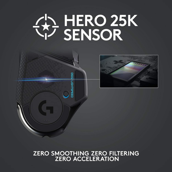 502 Lightspeed Wireless Gaming Mouse with Hero 25K Sensor, Powerplay Compatible, Tunable Weights and Lightsync RGB - Black - Image 3