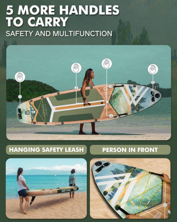 11'6"X35" Inflatable Paddle Board, 450Lbs Extra Wide Stand up Sup Board for Adults, Blow up Paddleboard Kayak Non-Slip Stable Deck Boat for Yoga Fishing Surf - Image 4