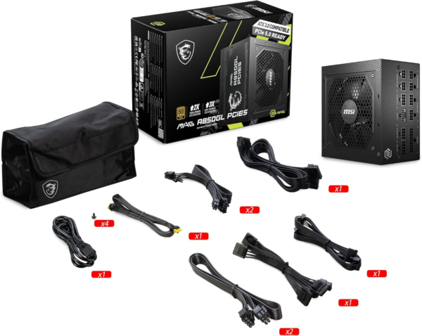 MAG A850GL PCIE 5.1 & ATX 3.1 Gaming Power Supply - Full Modular - 80 plus Gold Certified 850W - Compact Size - ATX PSU - 10 Year Warranty - Image 11