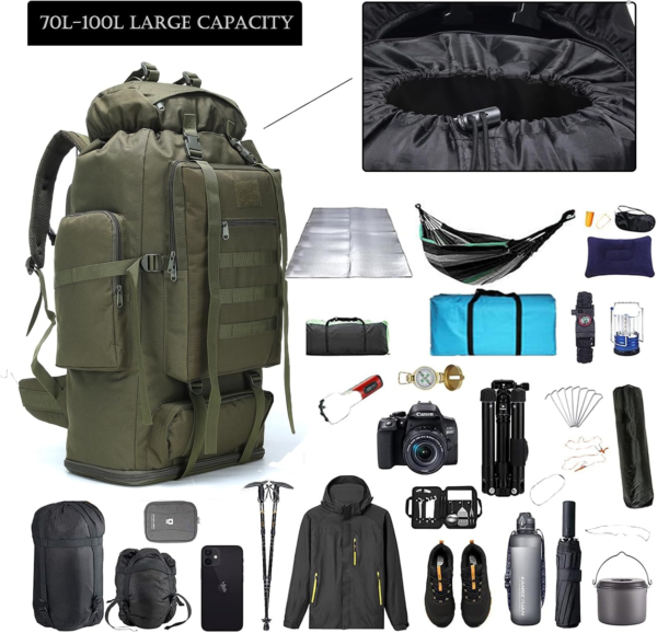 Hiking Backpack for Men 70L/100L Camping Backpack Military Rucksack Molle 3 Days Assault Pack for Climbing - Image 4