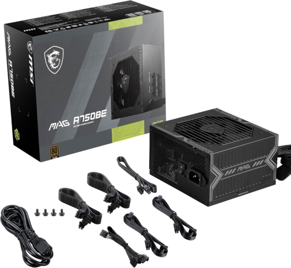 MAG A750BE Gaming Power Supply - 80 plus Bronze Certified 750W - Semi-Modular - Low Noise ATX PSU - Image 3