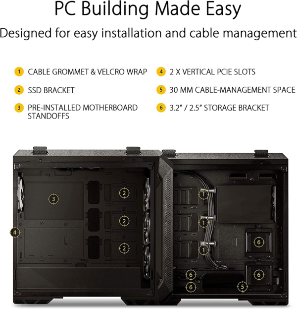 TUF Gaming GT501 Mid-Tower Computer Case for up to EATX Motherboards with USB 3.0 Front Panel Cases GT501/GRY/WITH Handle - Image 5