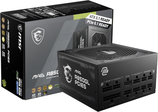 MAG A850GL PCIE 5.1 & ATX 3.1 Gaming Power Supply - Full Modular - 80 plus Gold Certified 850W - Compact Size - ATX PSU - 10 Year Warranty
