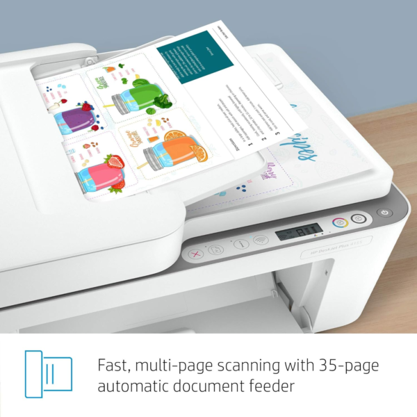 Deskjet plus 4155 Wireless All-In-One Printer - Compact Inkjet Printer with Mobile Printing, Scanner, Copier, Bluetooth, Home Office & Wifi Compatible - 3XV13A (Renewed) - Image 7