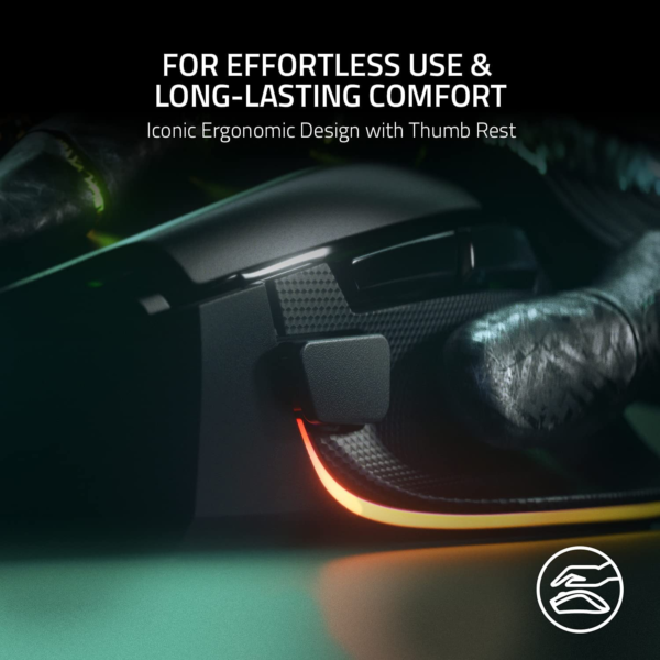 Basilisk V3 Customizable Ergonomic Gaming Mouse: Fastest Gaming Mouse Switch - Chroma RGB Lighting - 26K DPI Optical Sensor - 11 Programmable Buttons - Hyperscroll Tilt Wheel - Classic Black - Image 5