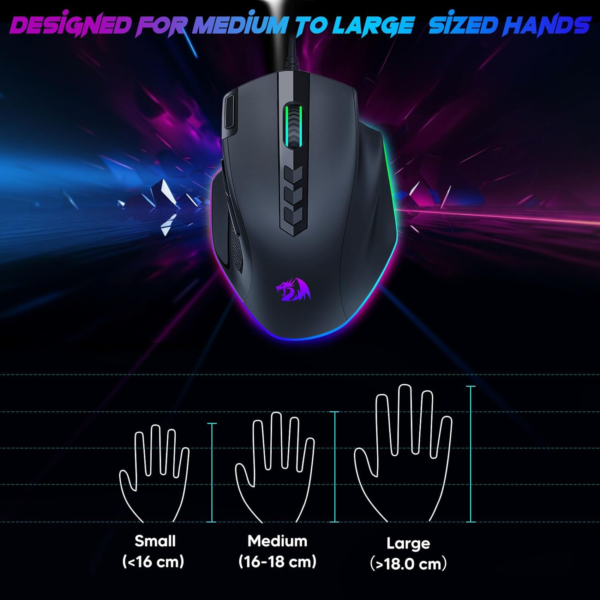 Wired Gaming Mouse, RGB Backlit Ergonomic Gamer Mouse up to 8000 DPI, 11 Programmable Buttons & 7 Backlit Modes, Extra Sniper Button, Mouse Gamer for Windows PC Gamers, M614 - Image 7