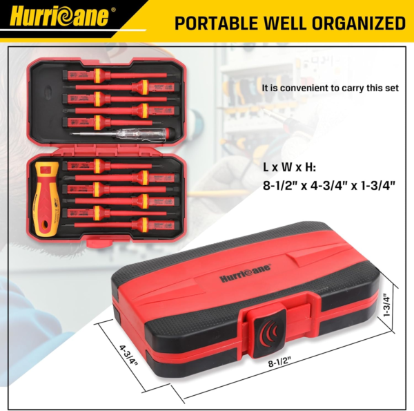 1000V Insulated Electrician Screwdriver Set, All-In-One Premium Professional 13-Pieces CR-V Magnetic Phillips Slotted Pozidriv Torx Screwdriver - Image 6