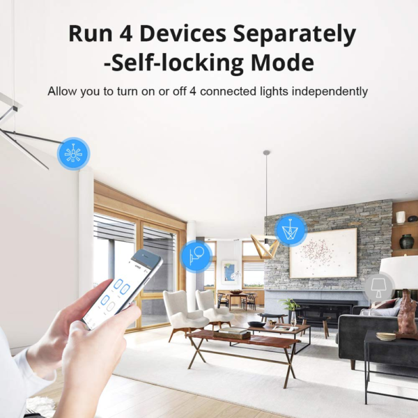 4CH R3 Smart Switch,4 Independently Channel Wifi Remote Time Switch, LAN Control, Inching/Self -Locking Mode, Works with Alexa,& Google Home - Image 4