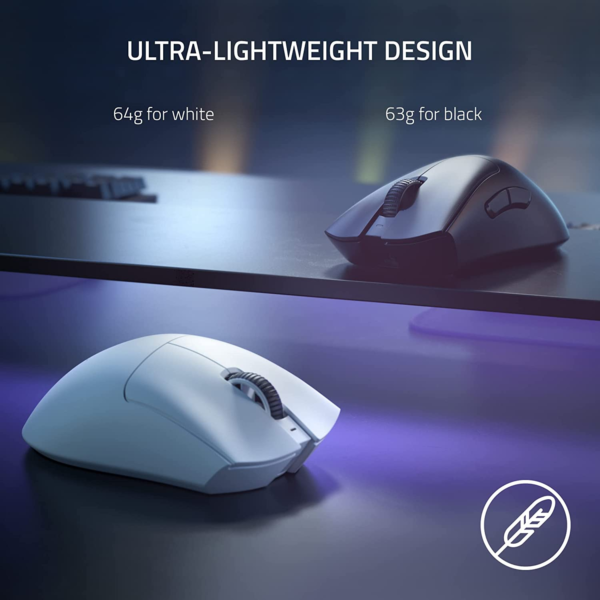 Deathadder V3 Pro Wireless Gaming Mouse: 64G Lightweight Ergonomic - 30K DPI Optical Sensor - Gen-3 Optical Switches - 8 Programmable Controls - up to 90 Hr Battery - White - Image 3