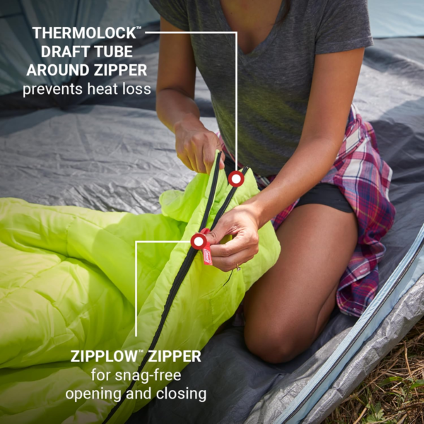 Kompact Cool-Weather Sleeping Bag, 20°F/30°F/40°F Adult Sleeping Bag with Heat Retention, Stuff Sack, & Snag-Free Zipper - Image 2