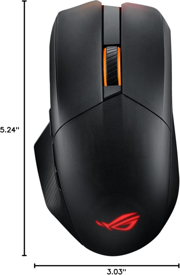 ROG Chakram X Origin Gaming Mouse, Tri-Mode Connectivity (2.4Ghz RF, Bluetooth, Wired), 36000 DPI Sensor, 11 Programmable Buttons, Detachable Joystick, Paracord Cable, Black - Image 8