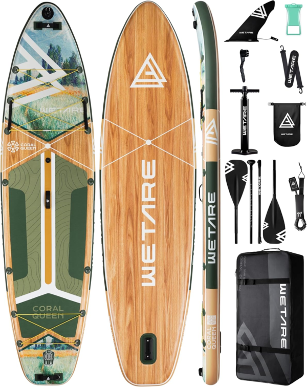 11'6"X35" Inflatable Paddle Board, 450Lbs Extra Wide Stand up Sup Board for Adults, Blow up Paddleboard Kayak Non-Slip Stable Deck Boat for Yoga Fishing Surf