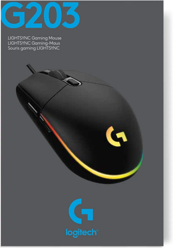 203 Wired Gaming Mouse, 8,000 DPI, Rainbow Optical Effect LIGHTSYNC RGB, 6 Programmable Buttons, On-Board Memory, Screen Mapping, Pc/Mac Computer and Laptop Compatible - Black - Image 10