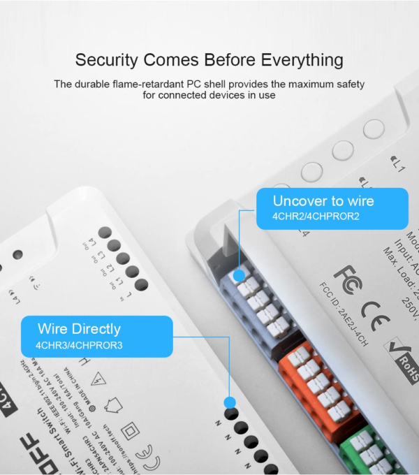 4CH R3 Smart Switch,4 Independently Channel Wifi Remote Time Switch, LAN Control, Inching/Self -Locking Mode, Works with Alexa,& Google Home - Image 8