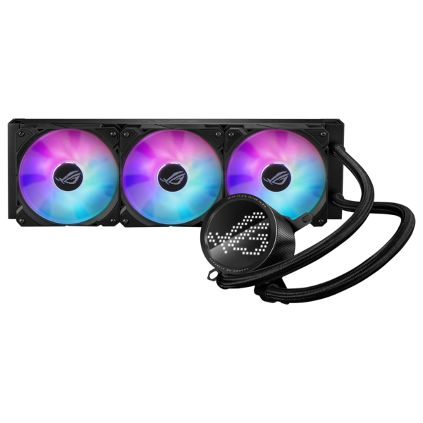 ROG RYUO III 360 ARGB All-In-One AIO Liquid CPU Cooler 360Mm Radiator, Asetek 8Th Gen Pump Solution, Anime Matrix™ LED Display and ROG AF 12S ARGB Fan.