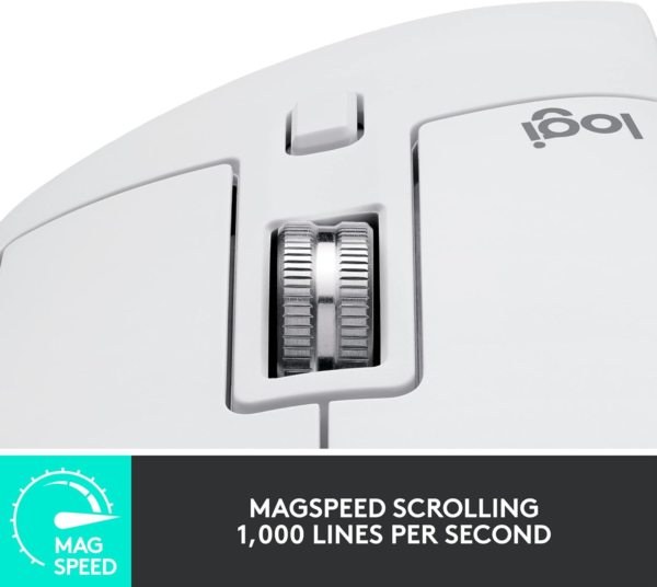MX Master 3S - Wireless Performance Mouse with Ultra-Fast Scrolling, Ergo, 8K DPI, Track on Glass, Quiet Clicks, USB-C, Bluetooth, Windows, Linux, Chrome - Pale Grey - Image 5