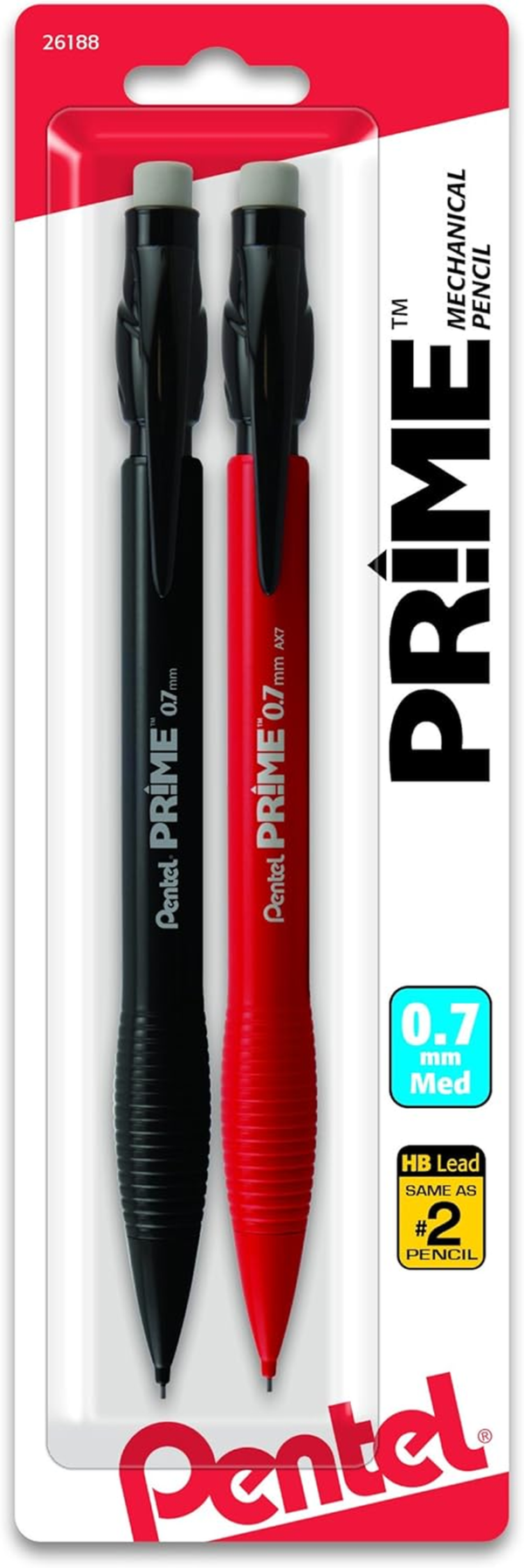 Prime Mechanical Pencil 0.7Mm Assorted Barrel Colors, Pack of 2 (AX7BP2)