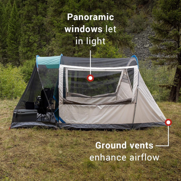 Cabin Camping Tent with Screened Porch, 4/6 Person Weatherproof Tent with Enclosed Screened Porch Option, Includes Rainfly, Carry Bag, Extra Storage, and 10 Minute Setup - Image 5