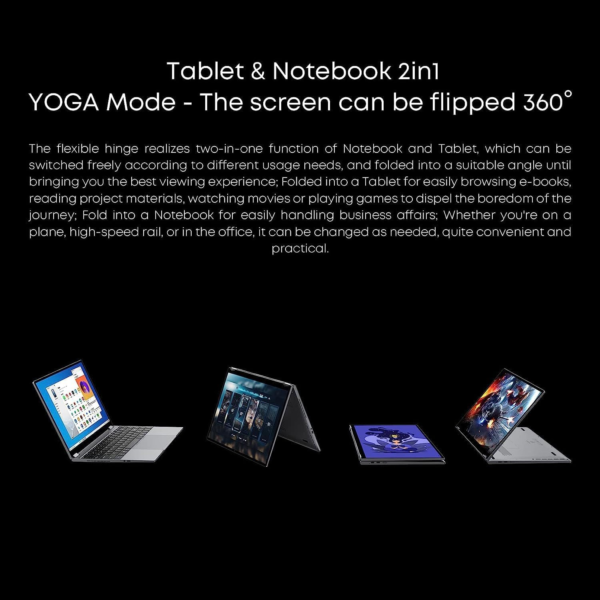2-In-1 Convertible Laptop 13.5'', 12GB LPDDR5 RAM 512GB SSD, Intel N100(Up to 3.4Ghz), FHD 2256 * 1504, 1TB SSD Expand, Windows 11 Touchscreen Laptops, Backlit Keyboard, Wifi 6, BT5.2, Type-C - Image 8