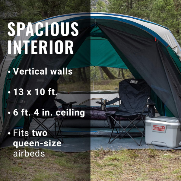 Cabin Camping Tent with Screened Porch, 4/6 Person Weatherproof Tent with Enclosed Screened Porch Option, Includes Rainfly, Carry Bag, Extra Storage, and 10 Minute Setup - Image 4