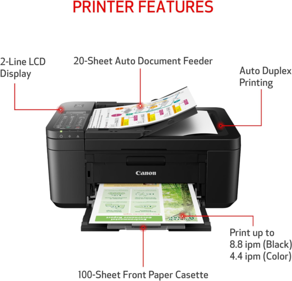 PIXMA TR4720 All-In-One Wireless Printer, Home Use with Auto Document Feeder, Mobile Printing and Built-In Fax, Black - Image 3