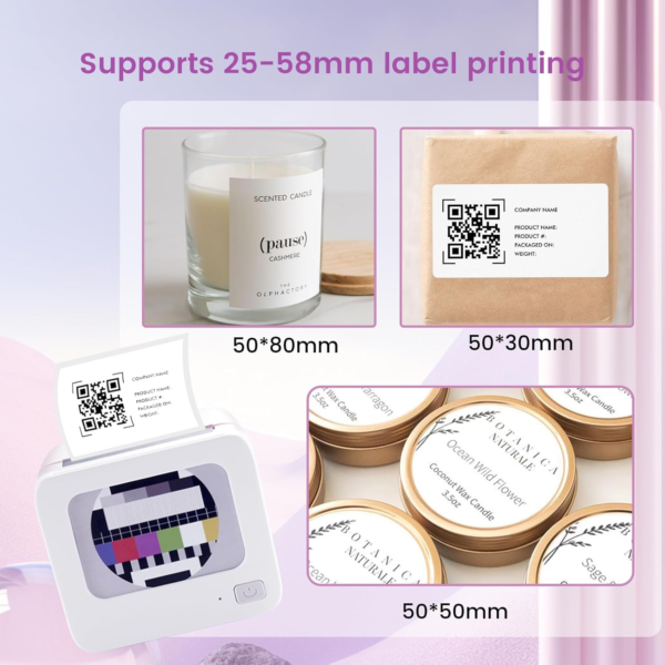 BQ1 Bluetooth Label Maker Machine with Tape - Thermal Label Printer for Barcode Name Address Labeling Mailing Home Office & Small Business, Compatible with Android & Ios Mobile Phones - Image 3