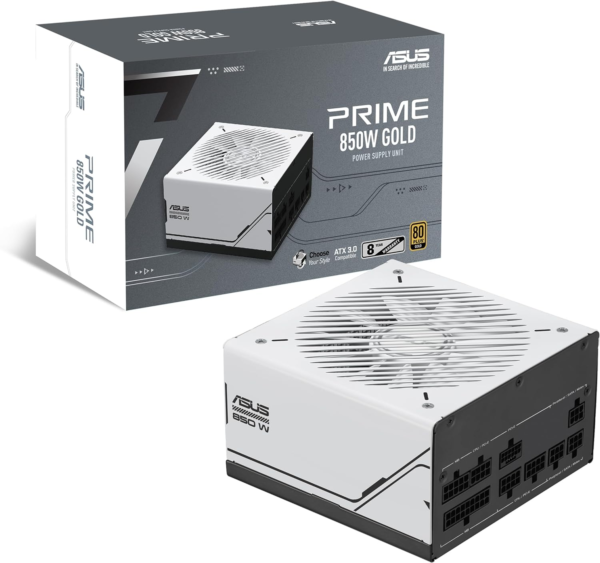 Prime 850W Gold (850 Watt, ATX 3.0 Compatible, Fully Modular Power Supply, 80+ Gold Certified, Dual Ball Bearings, Two Color Options in One, 8-Year Warranty)